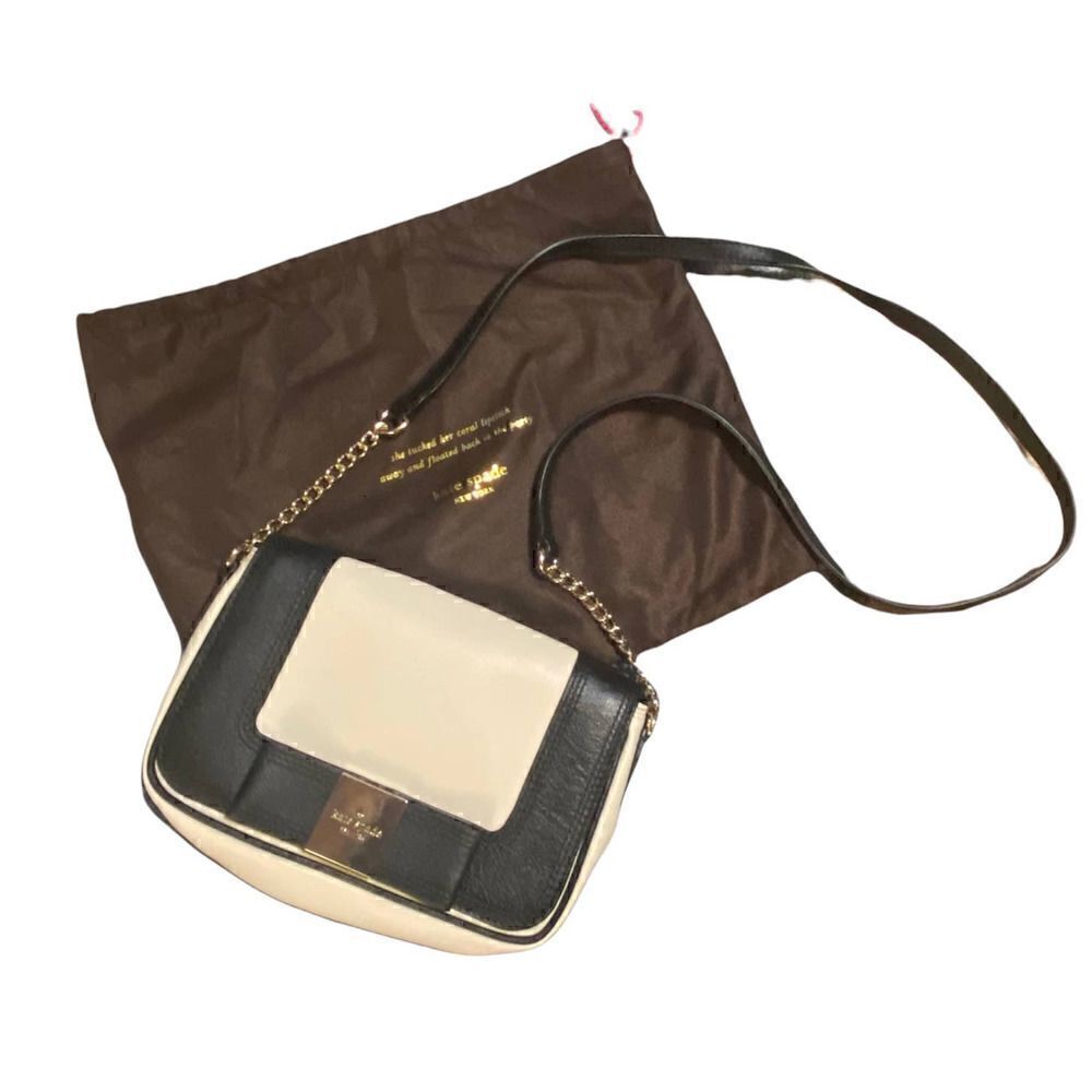 Kate Spade Primrose Hill Little Kaelin Crossbody Cream & Black Leather Bow